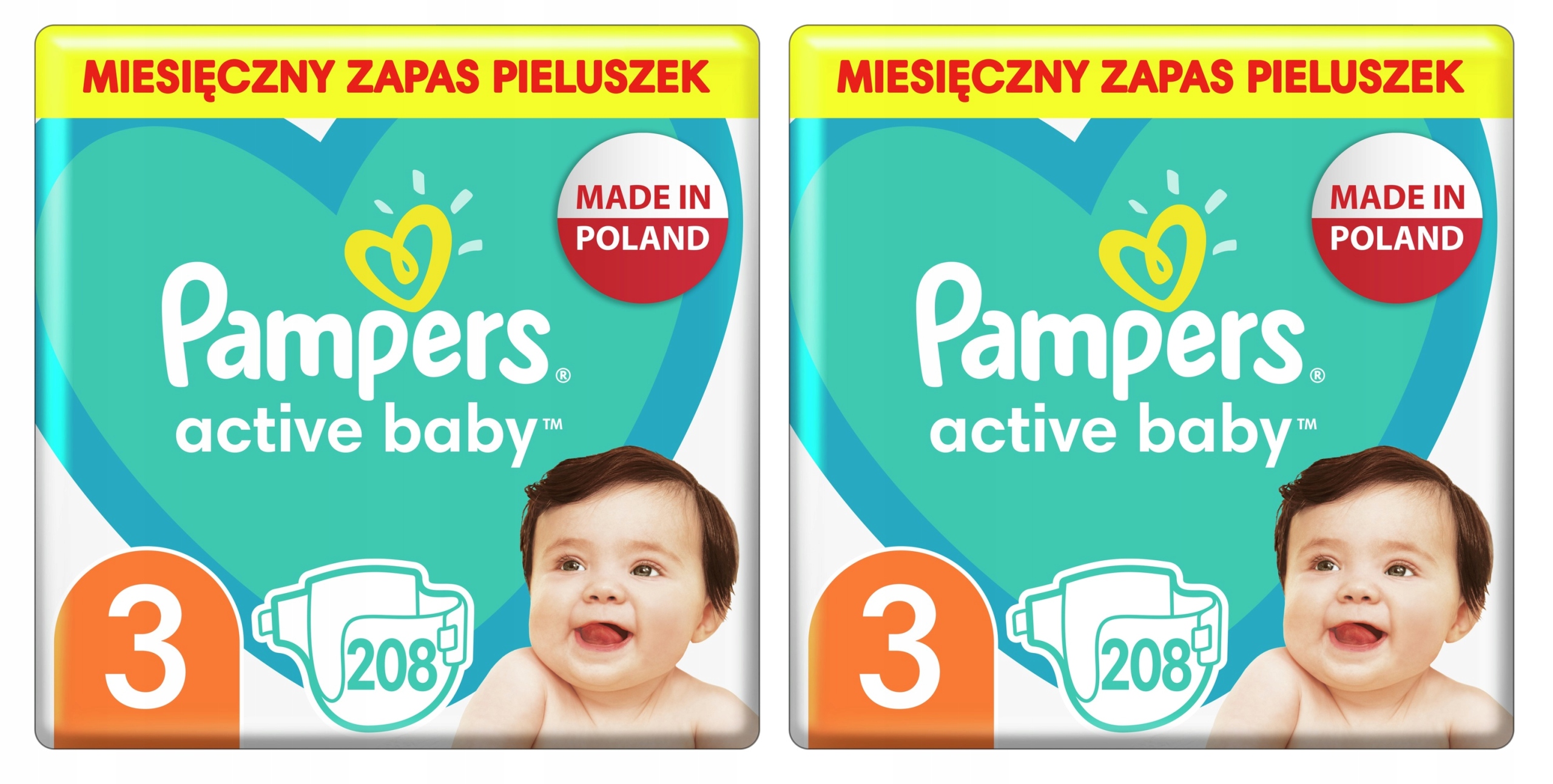 pampers pieluchy active baby 3 midi 208 sztuk