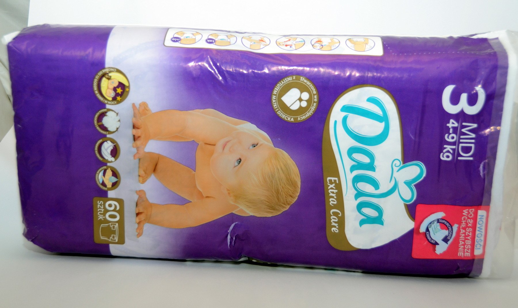 dada extra soft 3 midi pieluchy 4-9kg 60szt