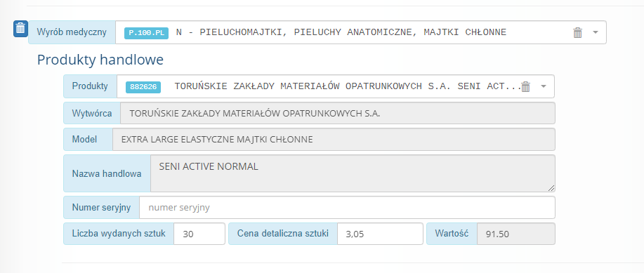 pieluchomajtki wskazania tabela z kodami