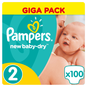 pampers 2 new baby-dry pieluchy 100szt 3-6kg mini