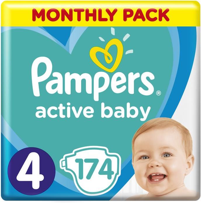 pampers active baby-dry pieluchy 4 maxi 174szt