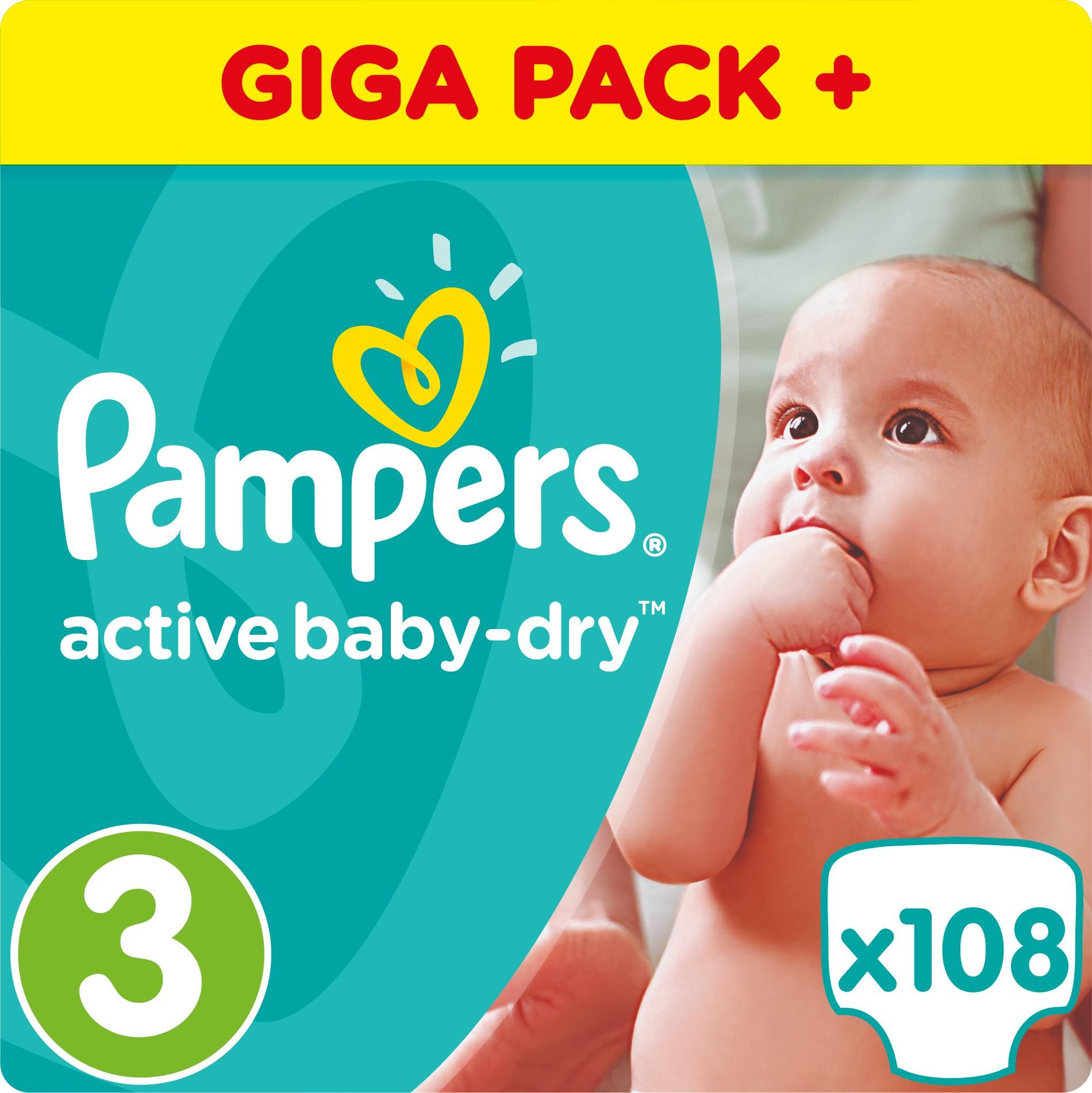 pampers active baby-dry pieluszki 3 midi 108 sztuk