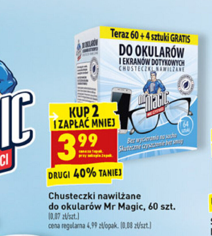 do okularów i ekranów dotykowych chusteczki nawilżane mr magic