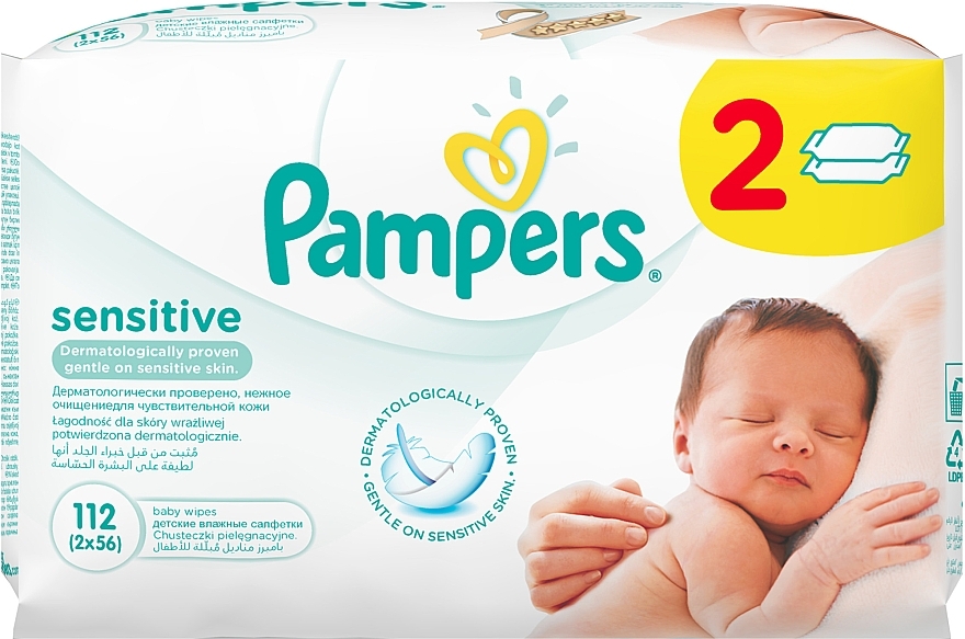 pampers sensitive chusteczki nawilżone 2x56 szt