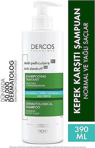 vichy dercos normal to oil 390 szampon