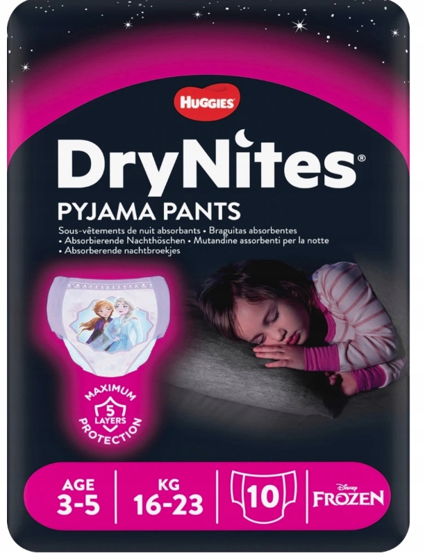 pieluchomajtki huggies drynites girl 3-5 lat 10szt