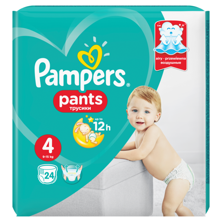 pampers pants pieluchomajtki rozmiar 4 maxi 9-14kg 24 sztuki