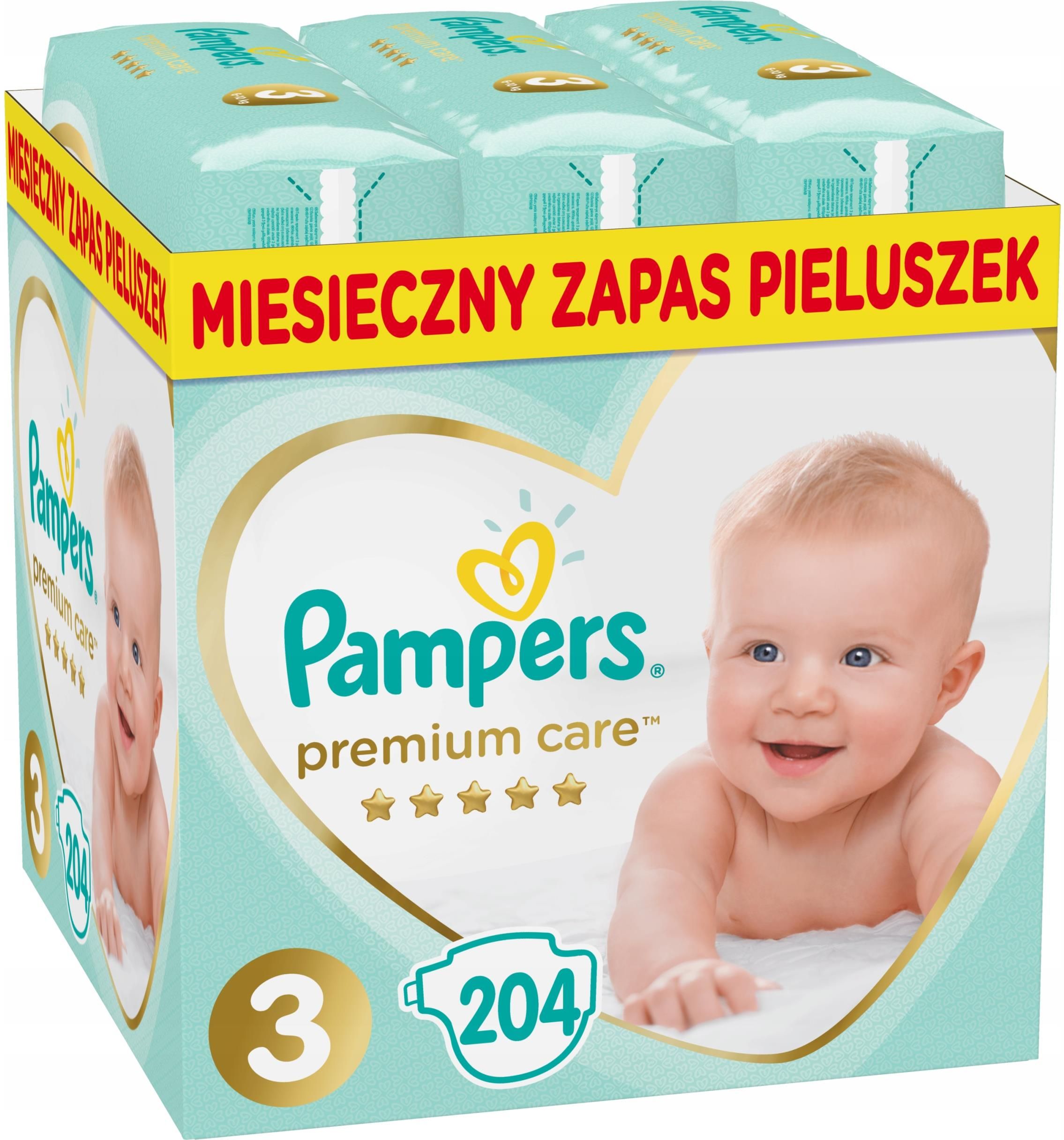 pampers premium care 3 204 sztuki