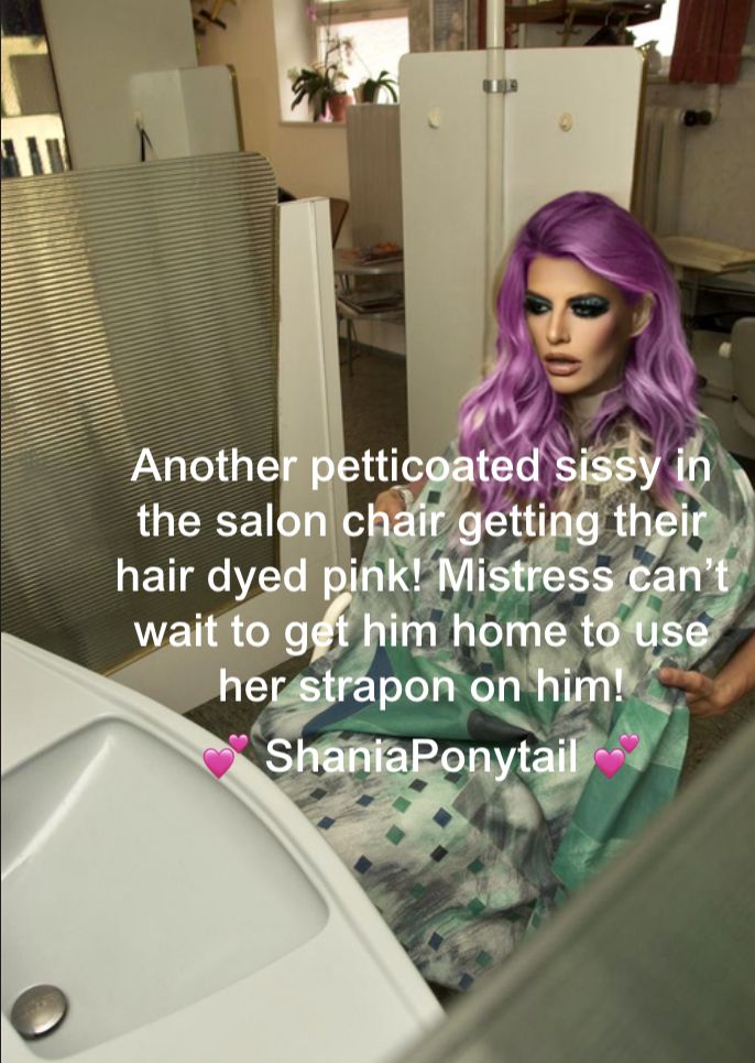 pampered petticoated sissy in hair salon