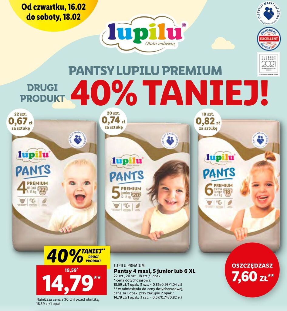 lidl pieluchomajtki lupilu