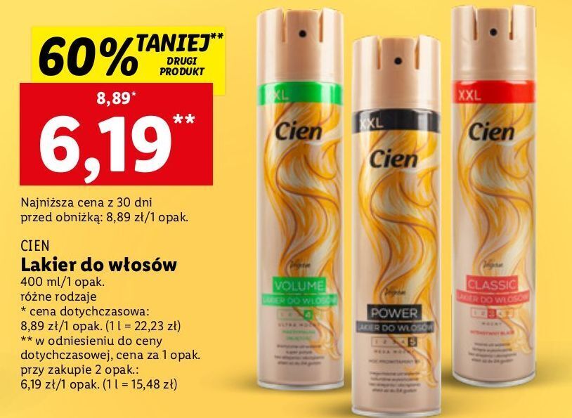 cien com power lakier do włosów