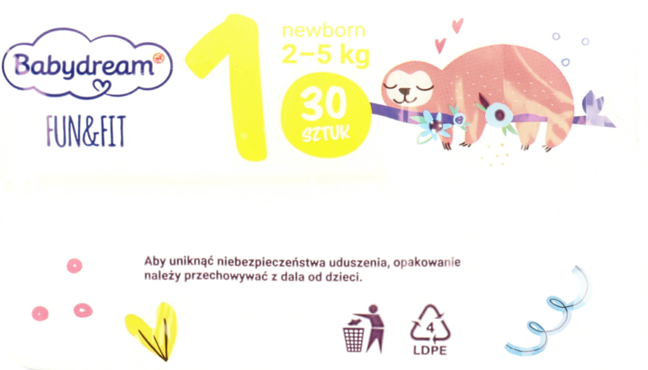 babydream fun&fit pieluszki jednorazowe newborn 1 2-5 kg