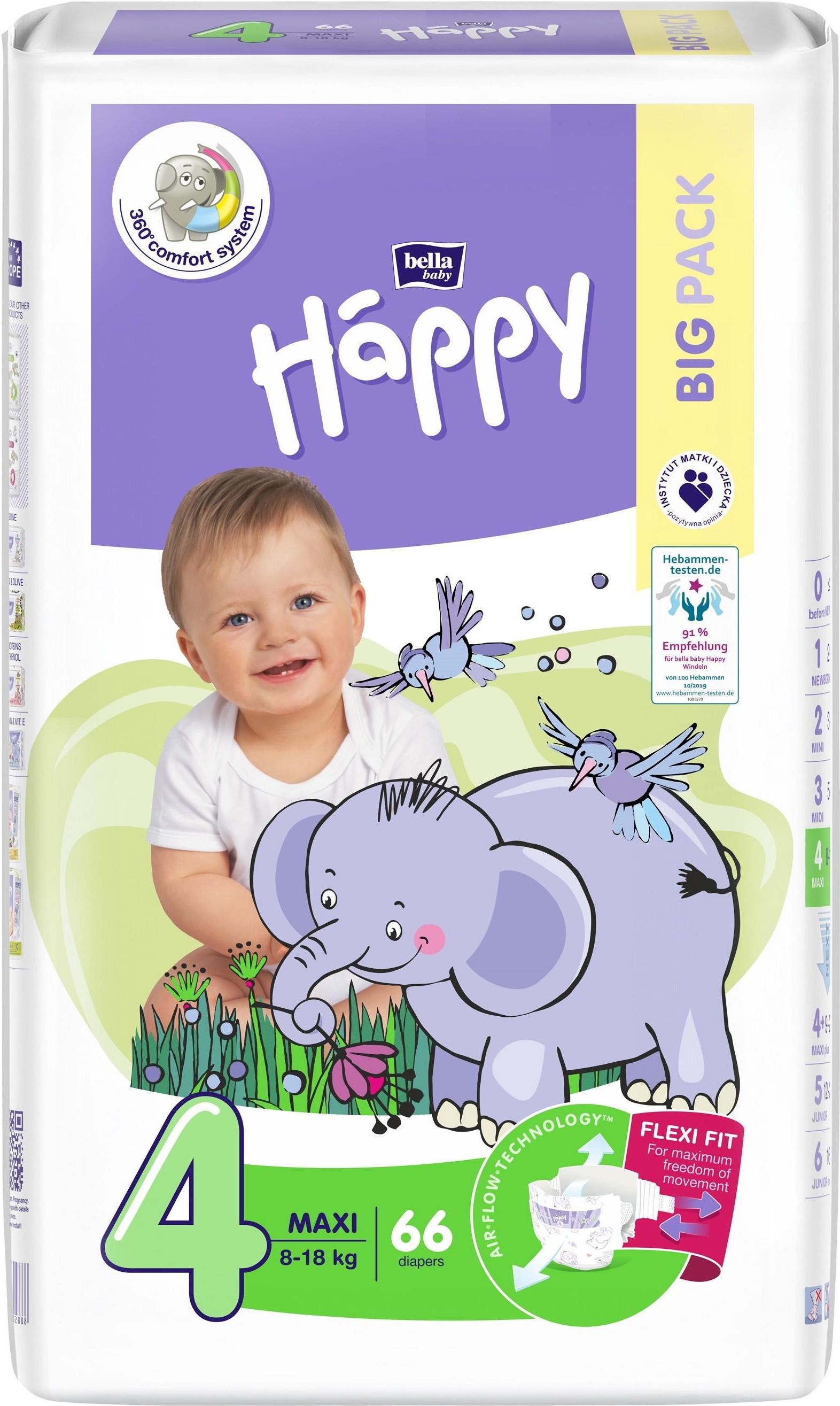 pieluchy happy bella 4+ 66 sztuk