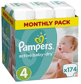 pampers active baby-dry pieluchy 4 maxi 174szt