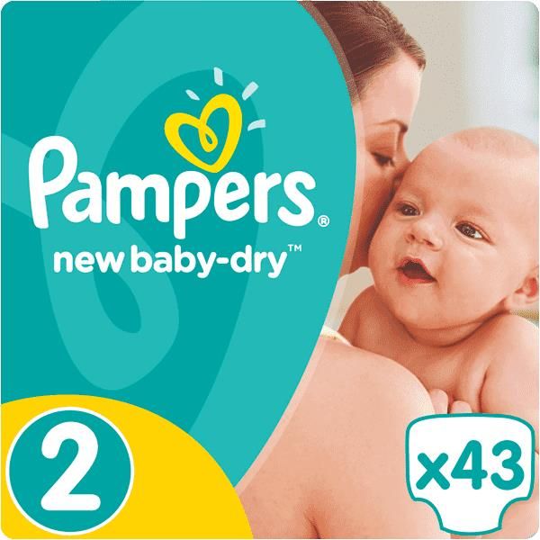 pampers newbaby-dry pieluchy rozmiar 2 mini 3-6kg 43 sztuki