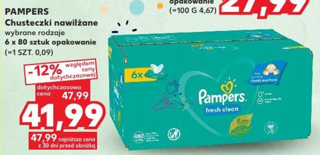 chusteczki nawilżane pampers cena kaufland