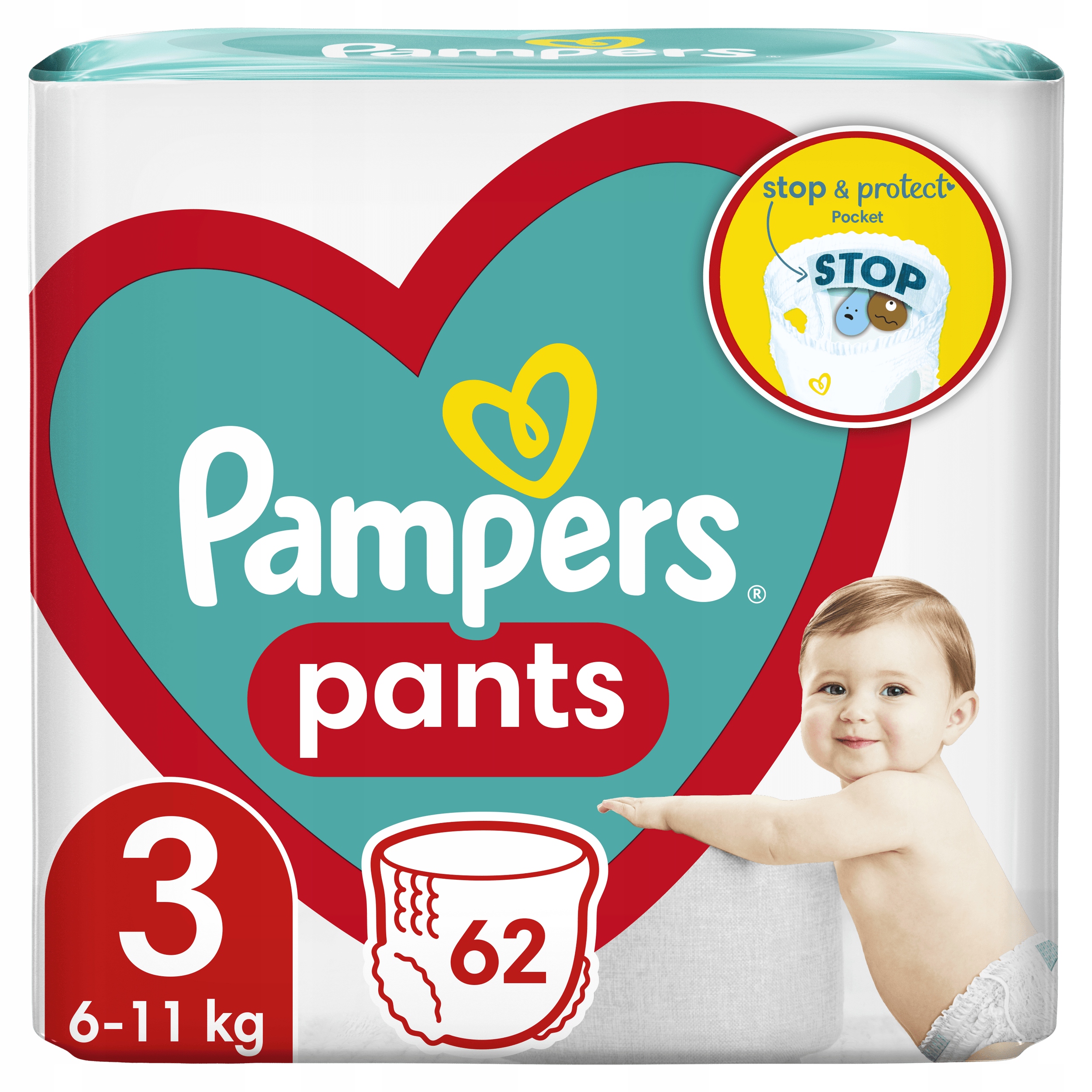 pieluchomajtki pampers 3 naklejka z tylu