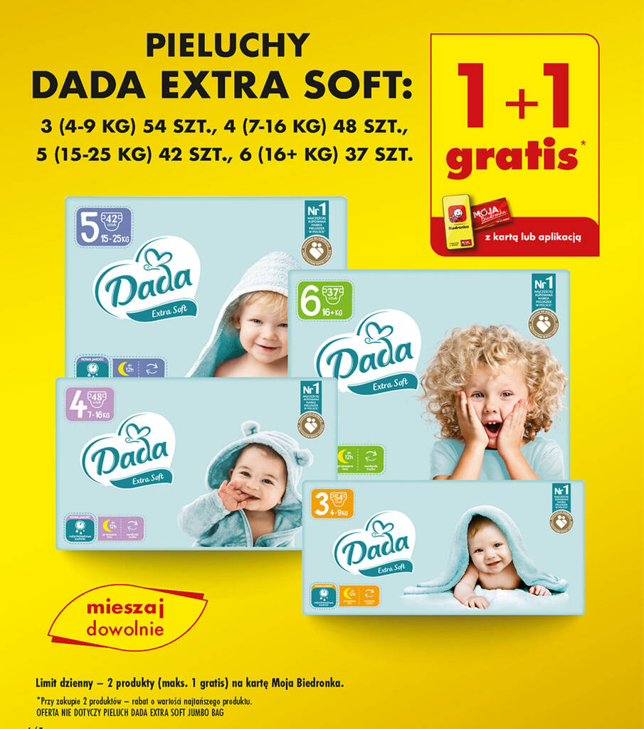 gazetka biedronka pieluchy dada 3 108szt za 44 90