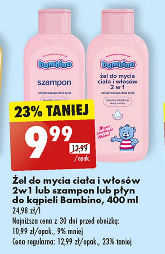 żel do mycia ciała lub szampon johnsons baby biedronka