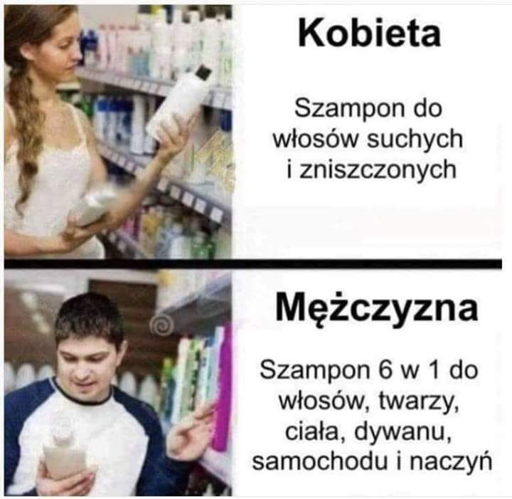 szampon dla kobiet i faceta mem