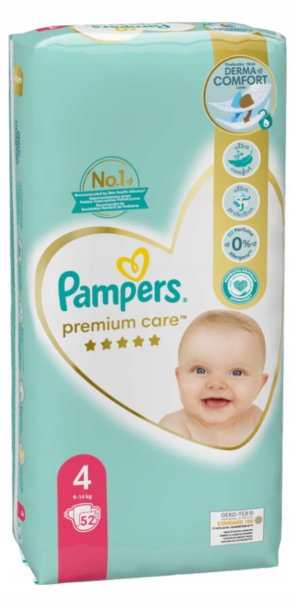 pampers premium care maxi 4 pieluszki 8-14kg 52 sztuki