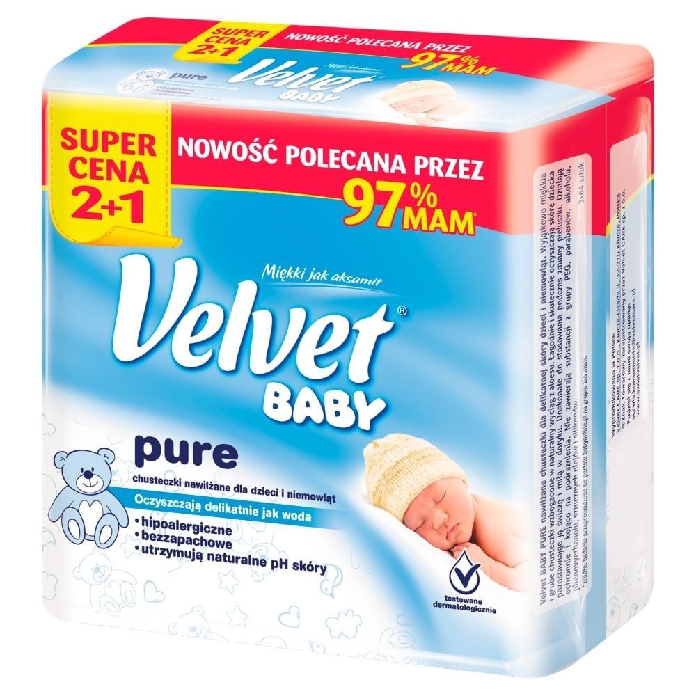 velvet baby chusteczki nawilżane sensitive 64 sztuk skład