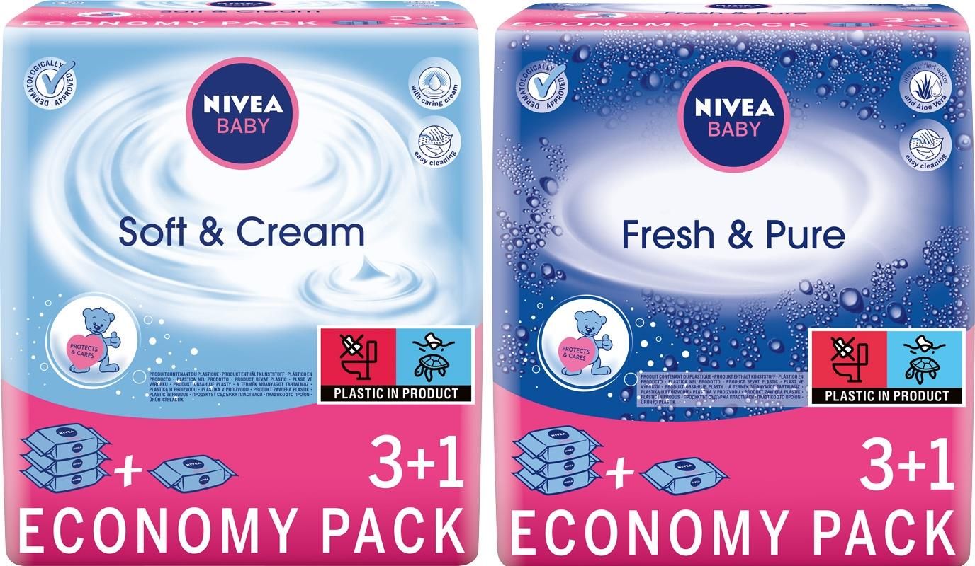 nivea 6x63szt baby fresh&pure chusteczki nawilżane dla dzieci i niemowląt