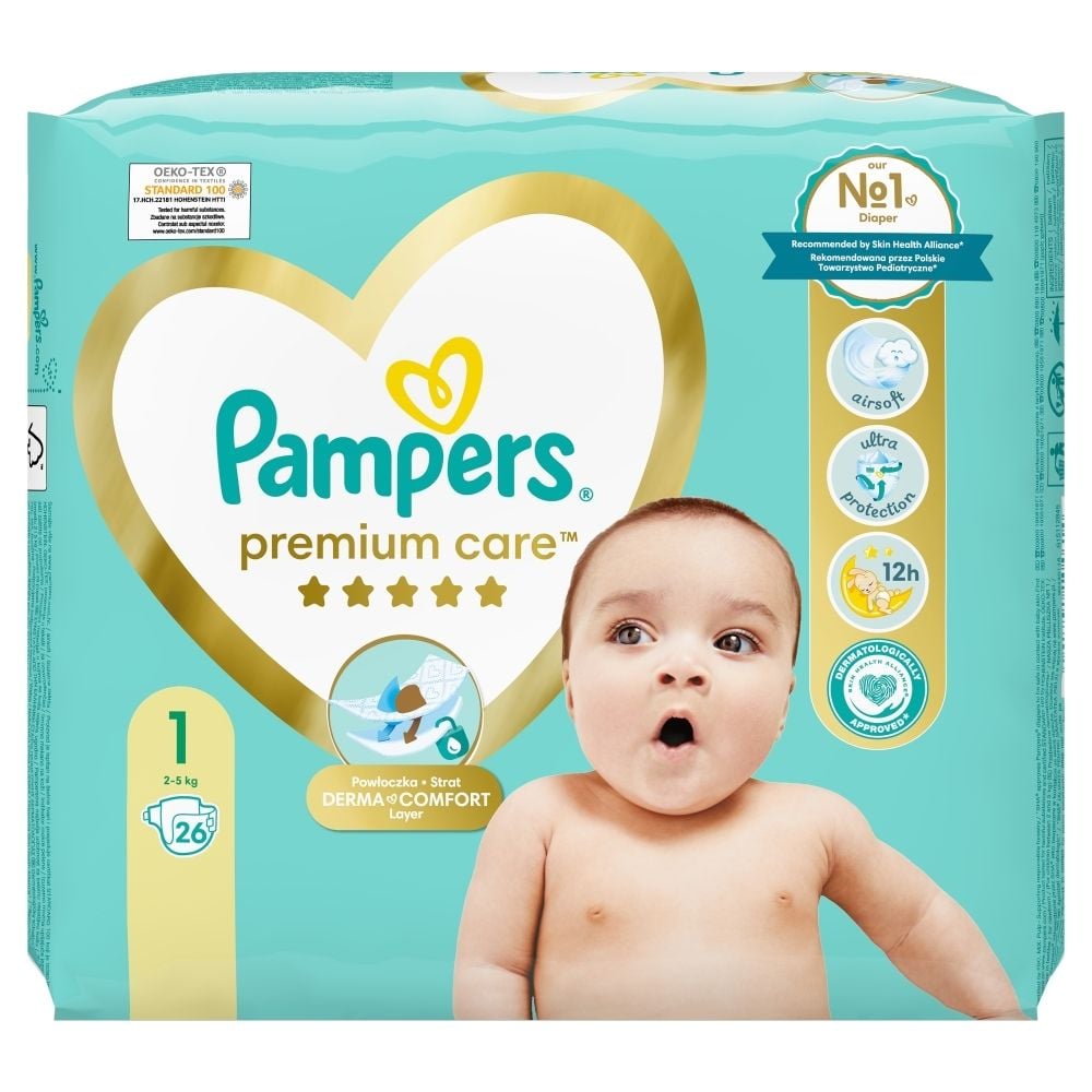 pampers premium care rozmiar 1 2-5kg 22sztuki nowe