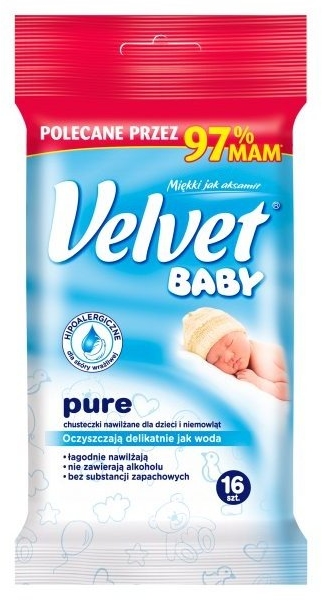 velvet baby chusteczki nawilżane pure