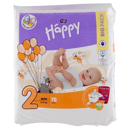 bella happy pieluszki jednorazowe mini 3-6 kg big pack