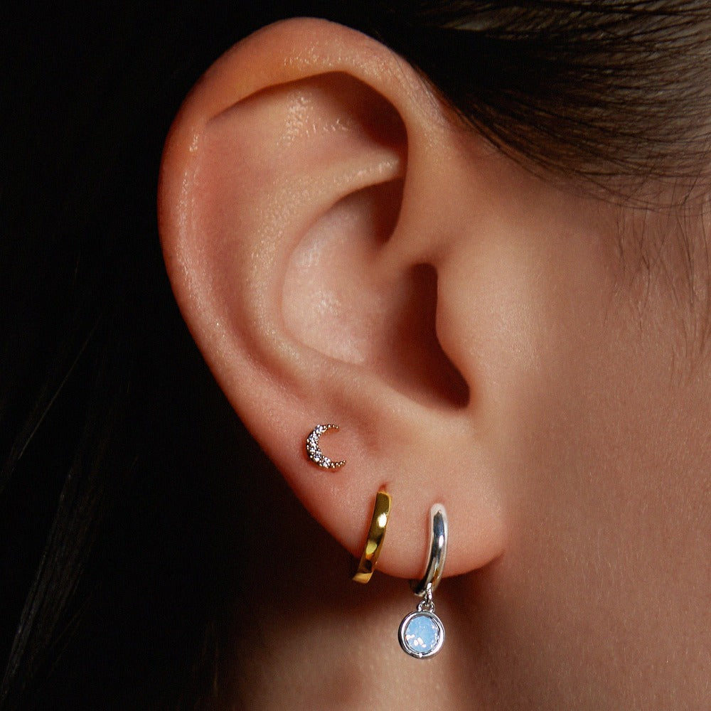 orelia luxe blue opal huggie hoop earrings