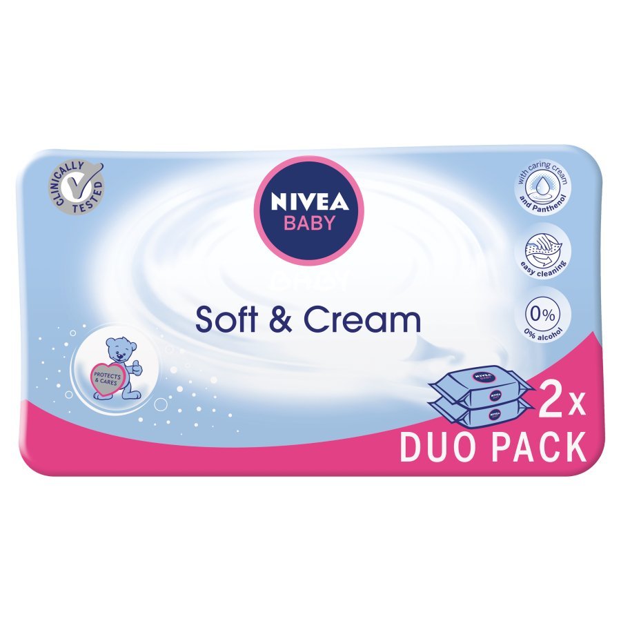 nivea baby chusteczki nawilżane soft & crem 6x63