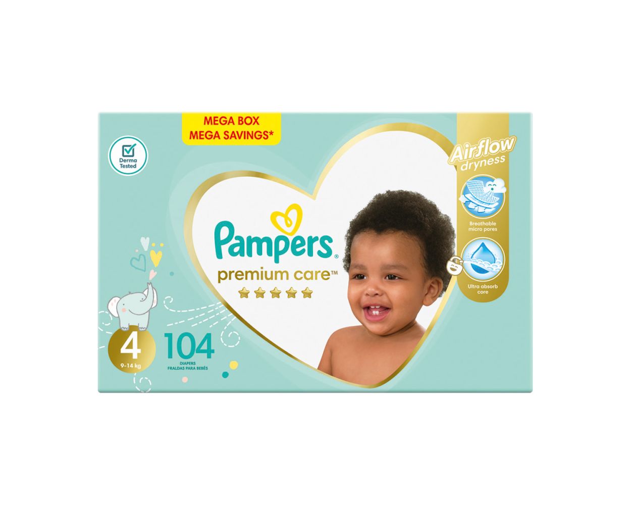 pampers premium care 104 nappies size 4 mega pack