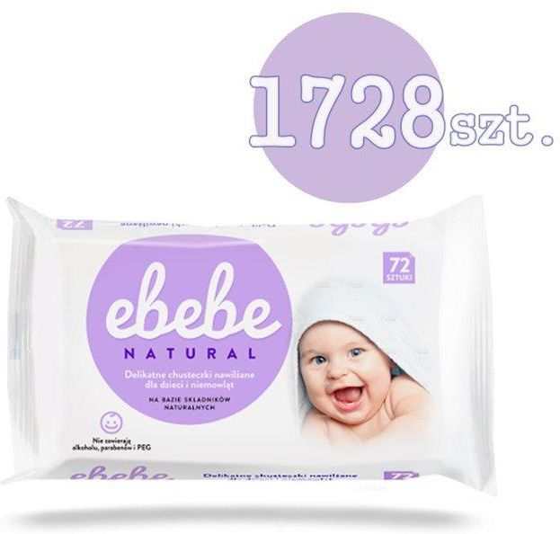 ebebe chusteczki nawilżane 72 sztuki naturalne