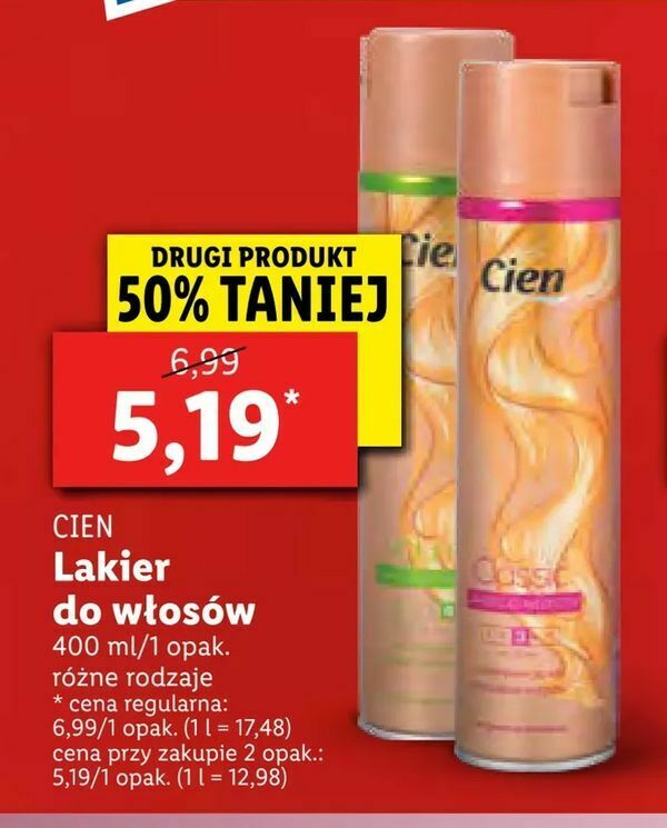 lakier do włosów cien z lidla