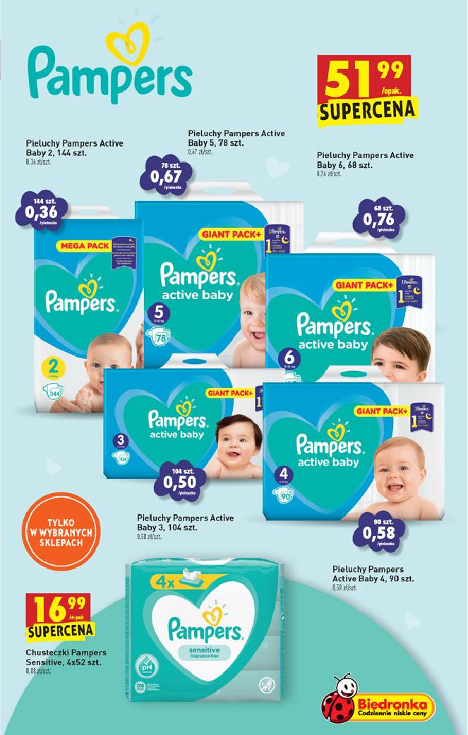 biedronka pampers 144szt