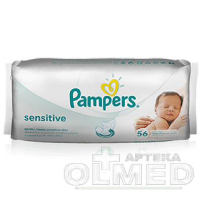 12x pampers sensitive 56 szt chusteczki nawilżane