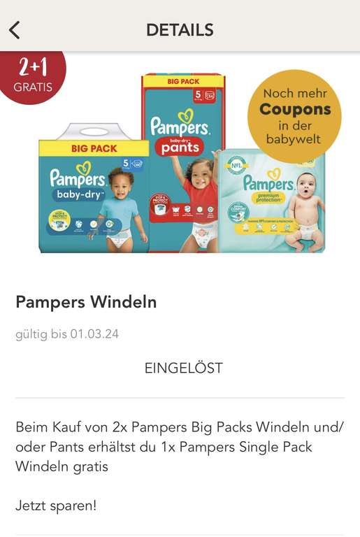 rossmann pampers gratis