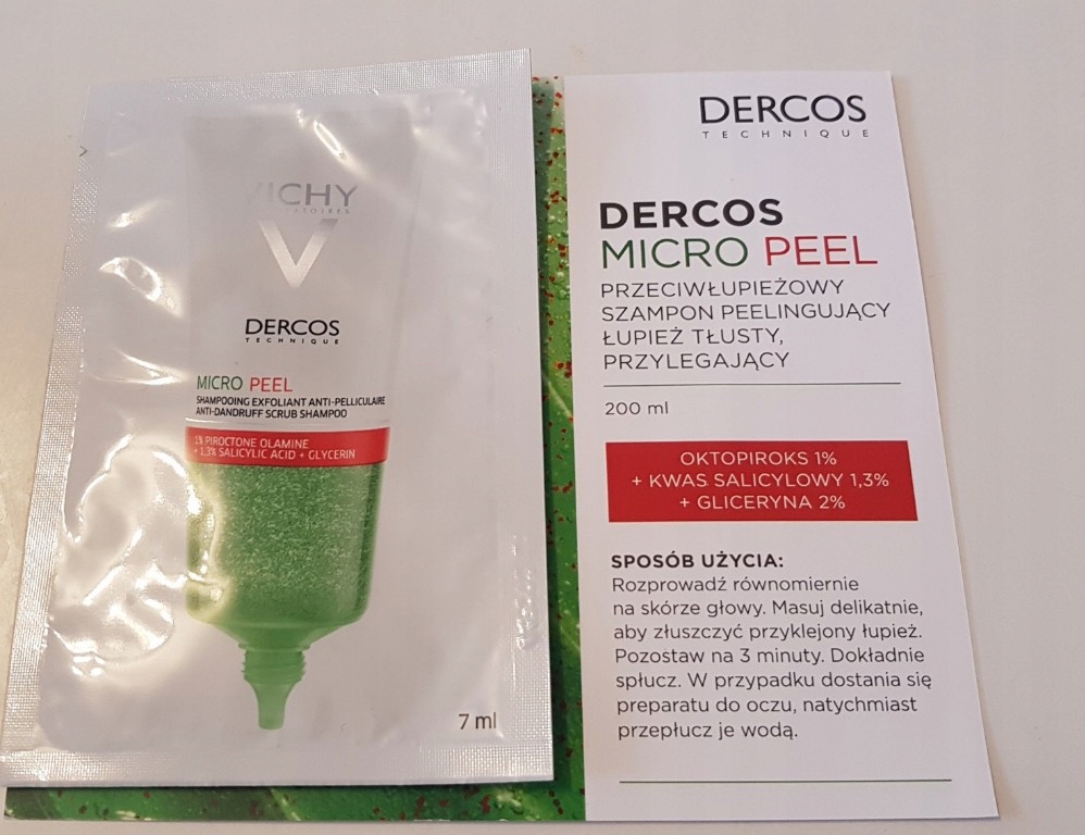 vichy micro peel szampon peelingujący na tłusty przylegający łupież