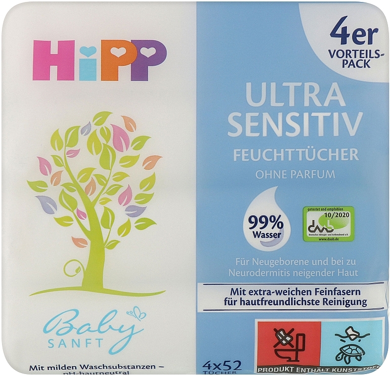 hipp ultra sensitiv chusteczki nawilżane w pudełku