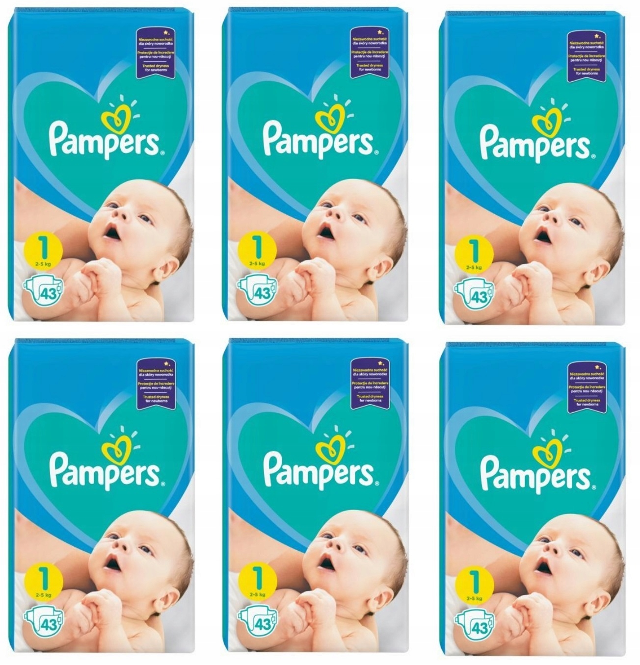 pampers new baby newborn 1 2-5kg pieluszki 43szt