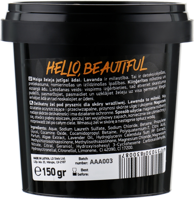 Beauty Jar „Hello Beatiful” - delikatny żel pod prysznic do skóry wrażliwej 150ml