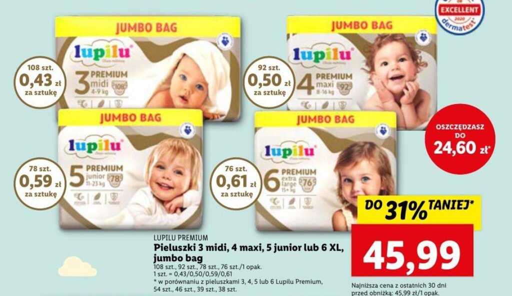 jumbo pack pieluchy lidl promocja naj 2o19