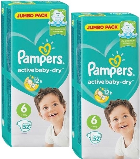 pieluchy pampers active baby 6 mb plus extra large 124sztuki