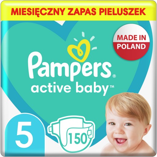 pampers active baby-dry pieluchy 5 junior 150szt pieluszki 0 opinii