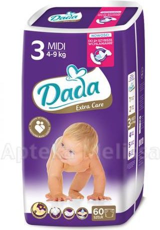 dada extra soft 3 midi pieluchy 4-9kg 60szt