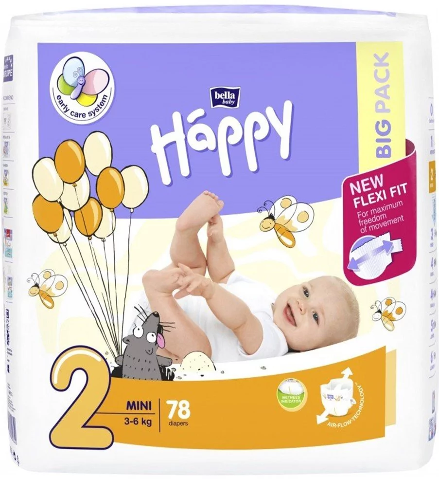 bella happy pieluszki jednorazowe mini 3-6 kg big pack