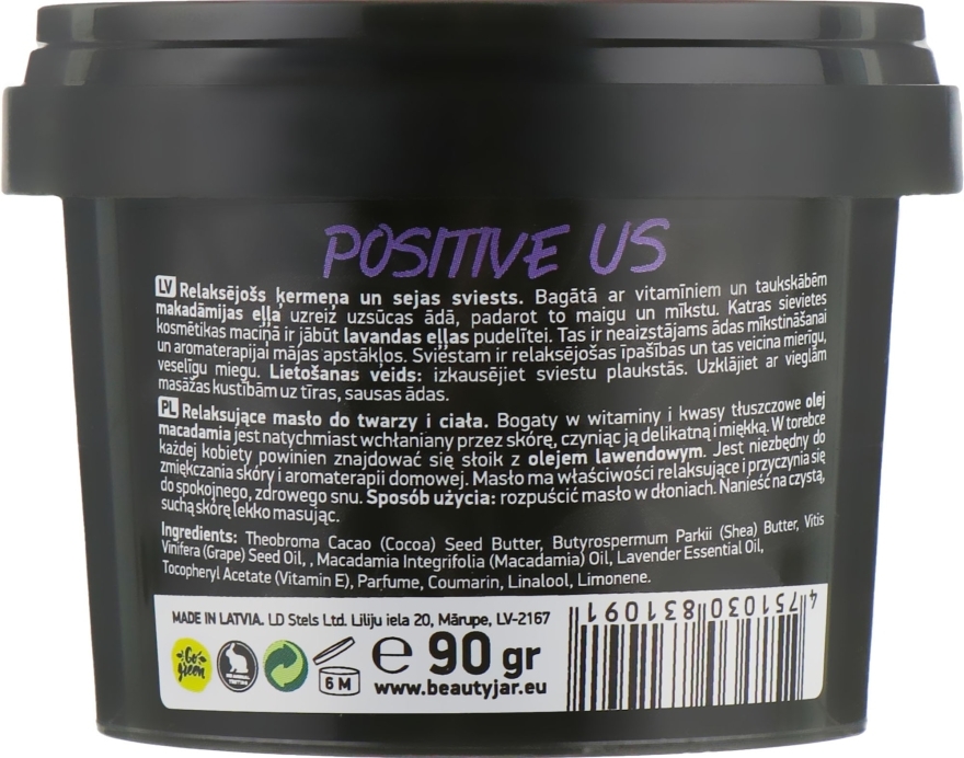 Beauty Jar „Positive Us” – łagodzące masło do twarzy i ciała 90g