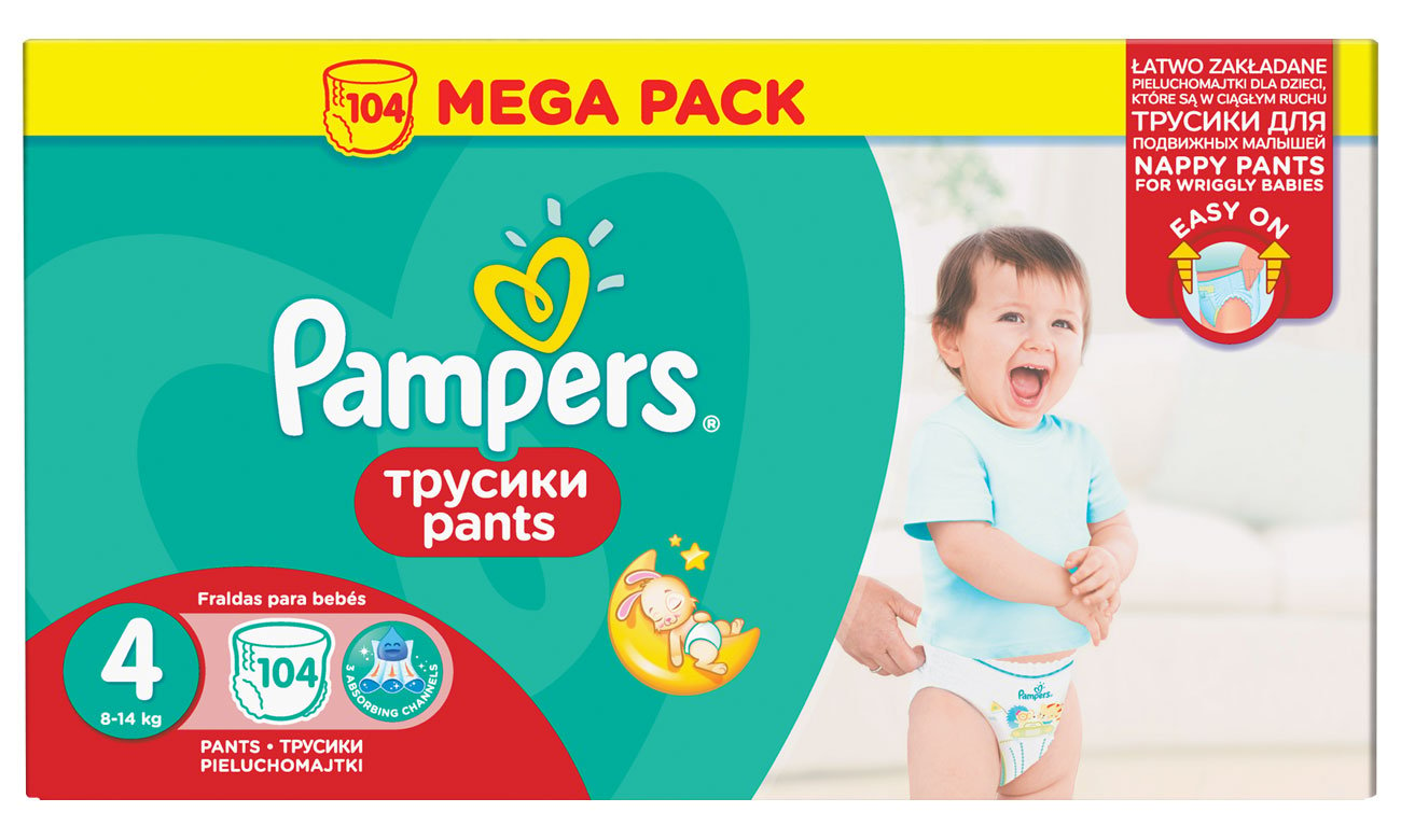 pieluchomajtki pampers mega box 4 maxi 104 szt