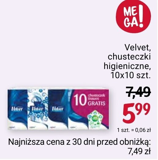 chusteczki nawilżane velvet promocja